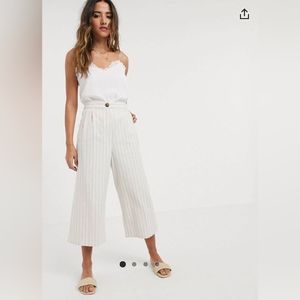 ASOS Cream Striped Linen Culottes
